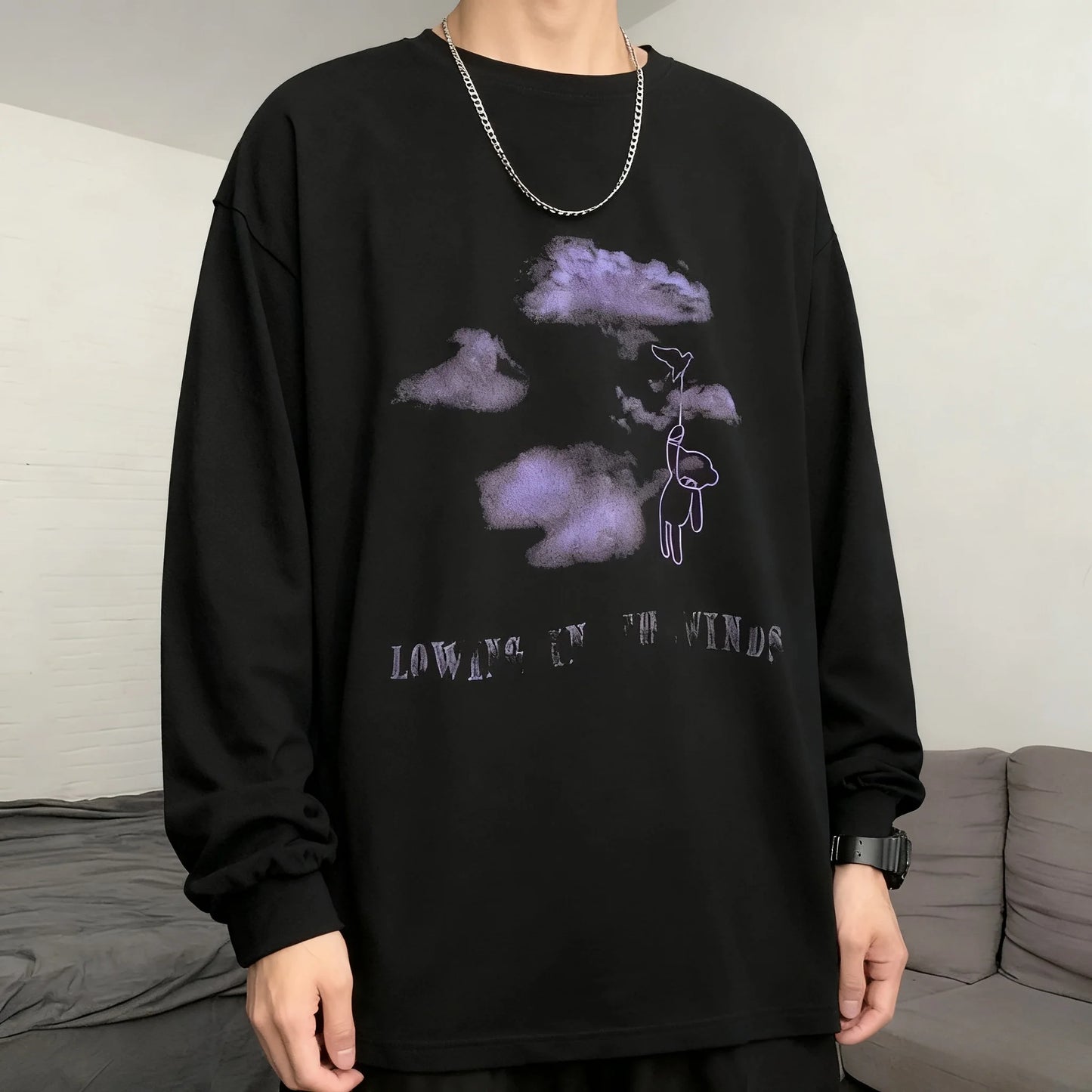 Men T Shirts autumn men Clothes anime casual Long Sleeved Oversized Y2K T-Shirt Harajuku Streetwear Academia Hip Hop tee tops