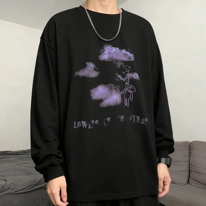 Men T Shirts autumn men Clothes anime casual Long Sleeved Oversized Y2K T-Shirt Harajuku Streetwear Academia Hip Hop tee tops