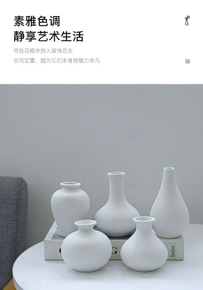 5-piece Set of Simple Ceramic Vases, Fresh Small Vases, Desktop Decorations, Simple Porch, TV Cabinet, Home Crafts