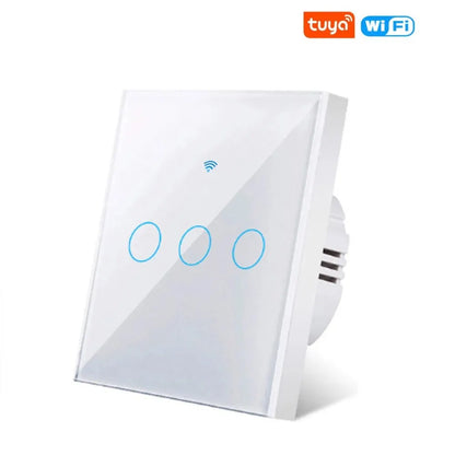 Work with Tuya WIFI Smart Home Wireless Remote Control Switch Light Wall US/EU Glass Touch Panel Voice by Alexa Google Home