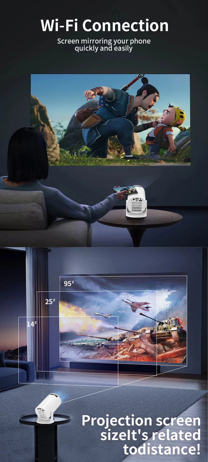 Mini WiFi Projector HY300mini HD Portable Projection Device for Home Theater
