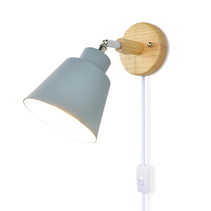 Nordic Wall Light Indoor DIY E27 Wooden 6 Colors EU/UL Plug 350° Wall Lamps for Living Room Bedroom Aisle Sconce Fixtures