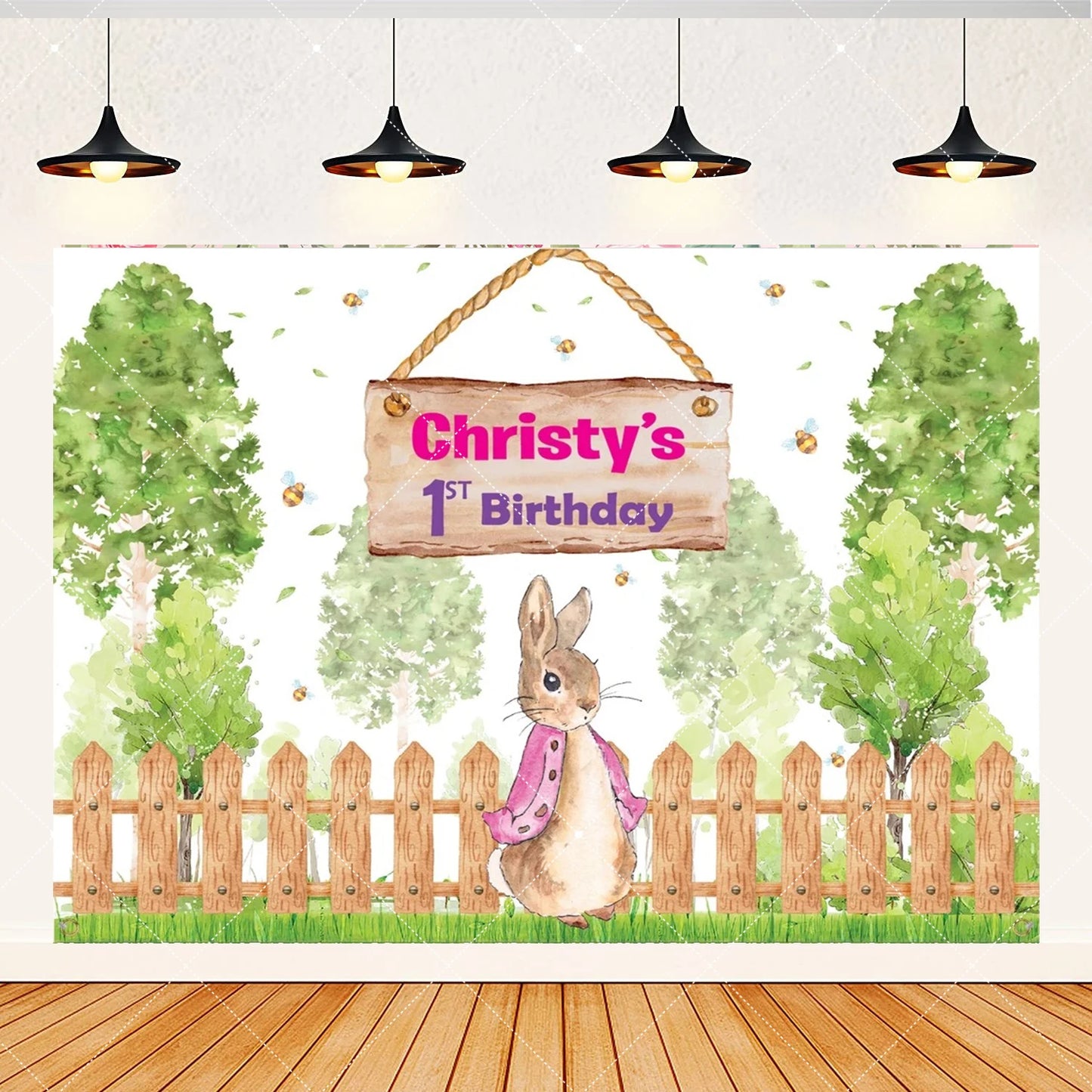 Spring Rabbit Background Kids Birthday Party Baby Shower Decor Rabbit Peter and His Animal Friends Vegetable Garden Photo Props