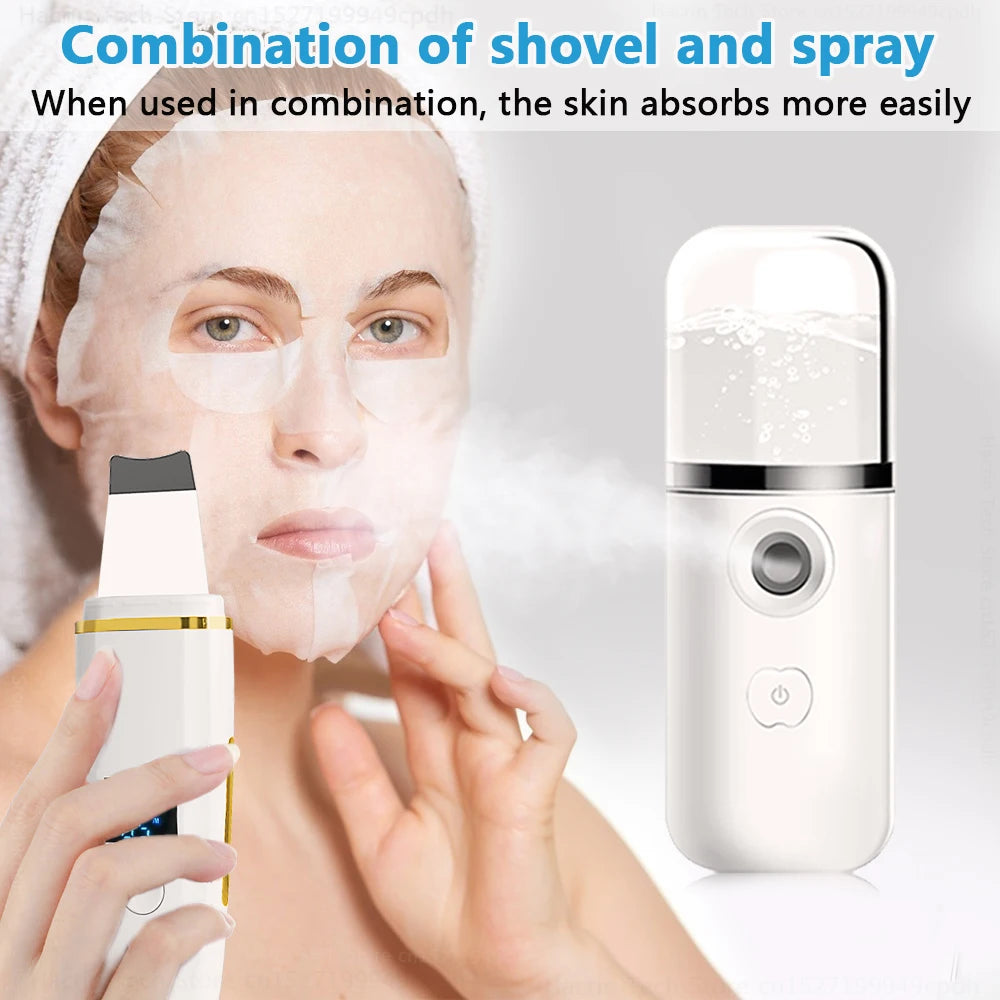 Ultrasonic Skin Scrubber Remover Blackhead Ultrasonic Peeling Facial Scrubber Shovel Deep Cleaning Face Lifting Remove Pore Acne