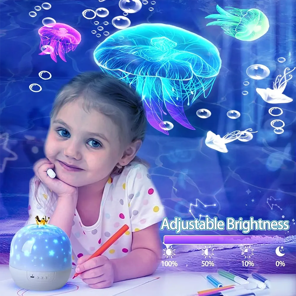 Fantasy Creative Projector 360°Rotating 15 Kinds of Projector Slides Starry Galaxy LED Projector Night Light Kids Birthday Gift