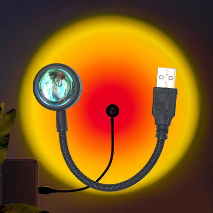 USB Sunset Lamp LED Rainbow Neon Night Light Projector Photography Wall Atmosphere Lighting for Bedroom Room Decor Nightlights