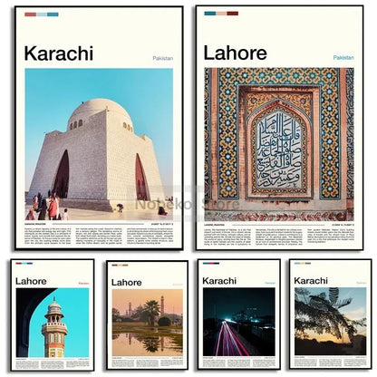 Canvas Painting Wall Art Pictures Asia Pakistan Travel Posters Lahore Karachi City Landscape Prints Home Room Modern Decor Gift