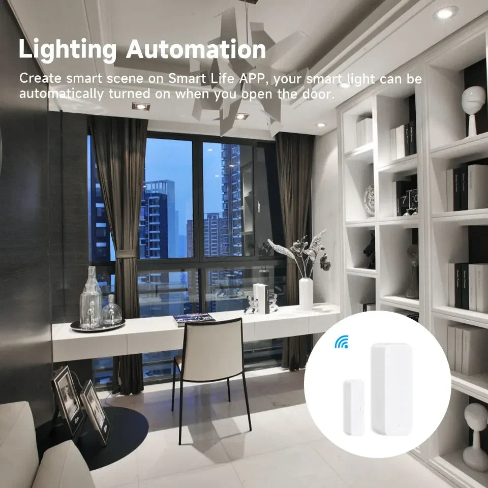 Tuya Smart WiFi Door Sensor Smart Home Open Close Detector Smartlife App Control Notification Compatible with Alexa Google Home