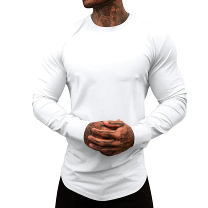 Mens Gym Workout Slim Fit Long Sleeve T-Shirt Performance Athletic Shirts Running Fitness Tee Loungewear Casual Crewneck Tops