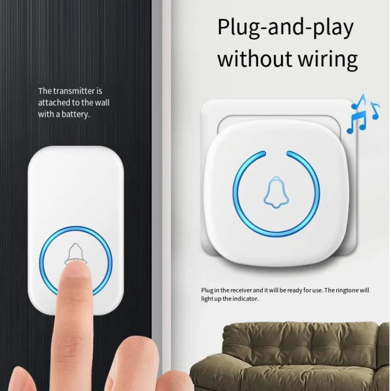 Smart Wireless Doorbell 300M Long-Distance - 60 Custom Melodies US/EU/UK Plug Welcome Doorbell for Home Hot Sale Free Shipping