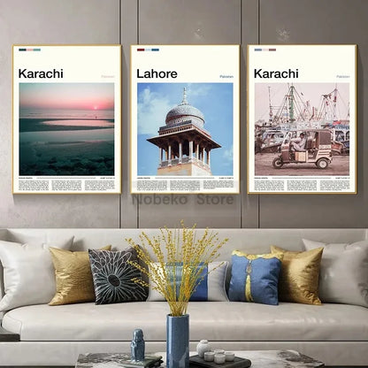 Canvas Painting Wall Art Pictures Asia Pakistan Travel Posters Lahore Karachi City Landscape Prints Home Room Modern Decor Gift