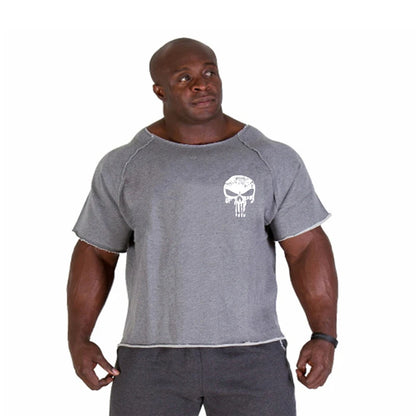 Men's Clothes Bodybuilding Clothing Casual Oversized T-shirt Male Loose Vintage Cotton Summer Top Breathable Tops Running Gym