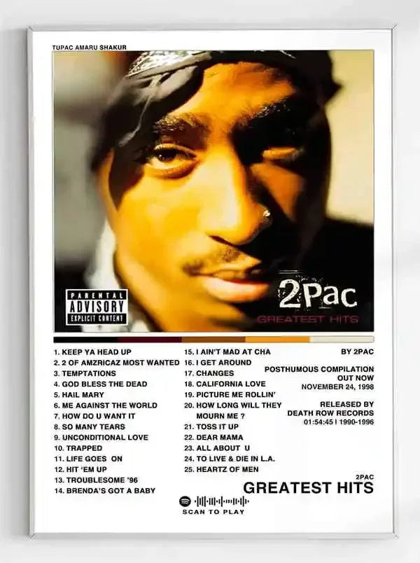Canvas Painting Wall Art Music Album Cover Aesthetic Pictures Pop Hip Hop Rapper Tupac Posters For Room Modern Home Decor