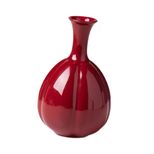 Ceramic Red Vase Creative Modern Rustic Flower Vases Desktop Ceramic Vase for Shelf Kitchen Dining Room Bookshelf Home Decor