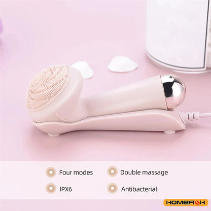 Rechargeable Electric Silicone Facial Cleansing Brush – Waterproof Vibration Massage Tool for Deep Pore Cleansing