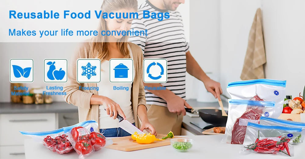 Food Vacuum Bags Reusable Vacuum Bags Small Large Size Vacuum Sealed Food Bags Food Storage Bag 10Pcs Vacuum Packaging Bags