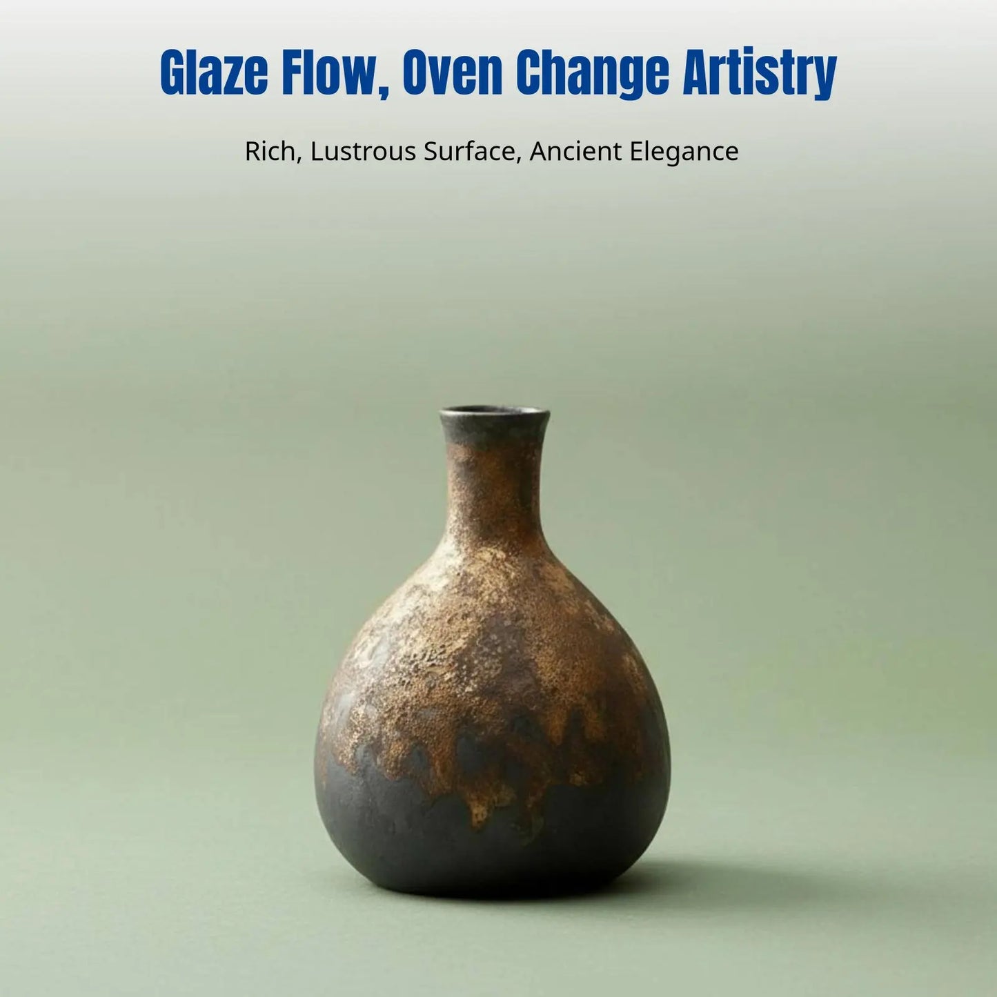 Ceramic Vase, Modern Creative Mini Flower Vessel, Desktop Home Decor, Rustic Pottery Glaze Finish, Oriental design