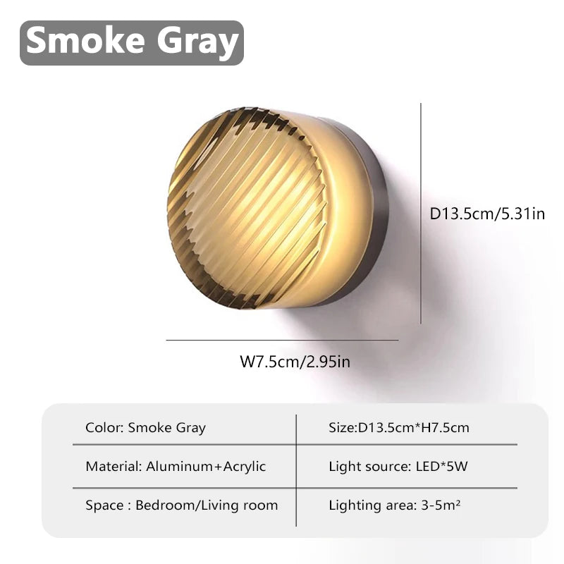Nordic LED Wall Lamp Designer Small Wall Sconces Bedside Room Decor Light Living Room Hotel Aisle Smoke Grey Lighting Fixture