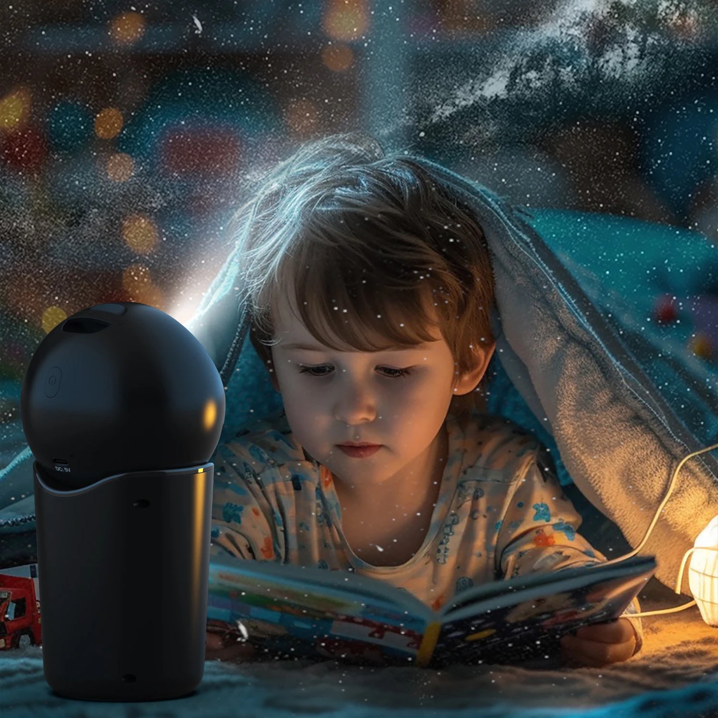 Rechargeable Portable Galaxy Light Projector,4 HD Film Discs and Night Light Projector with Adjustable Focus Lens