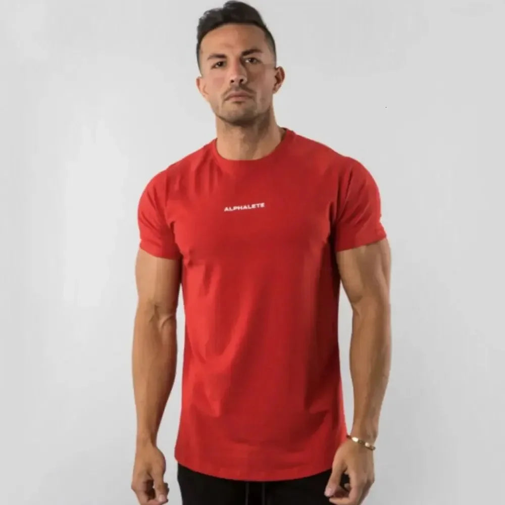 Retro GYM Men's Slim Fit Gym Cotton Muscle Fit T Shirts for Fitness Bodybuilding and Sport Training Summer Casual Clothing