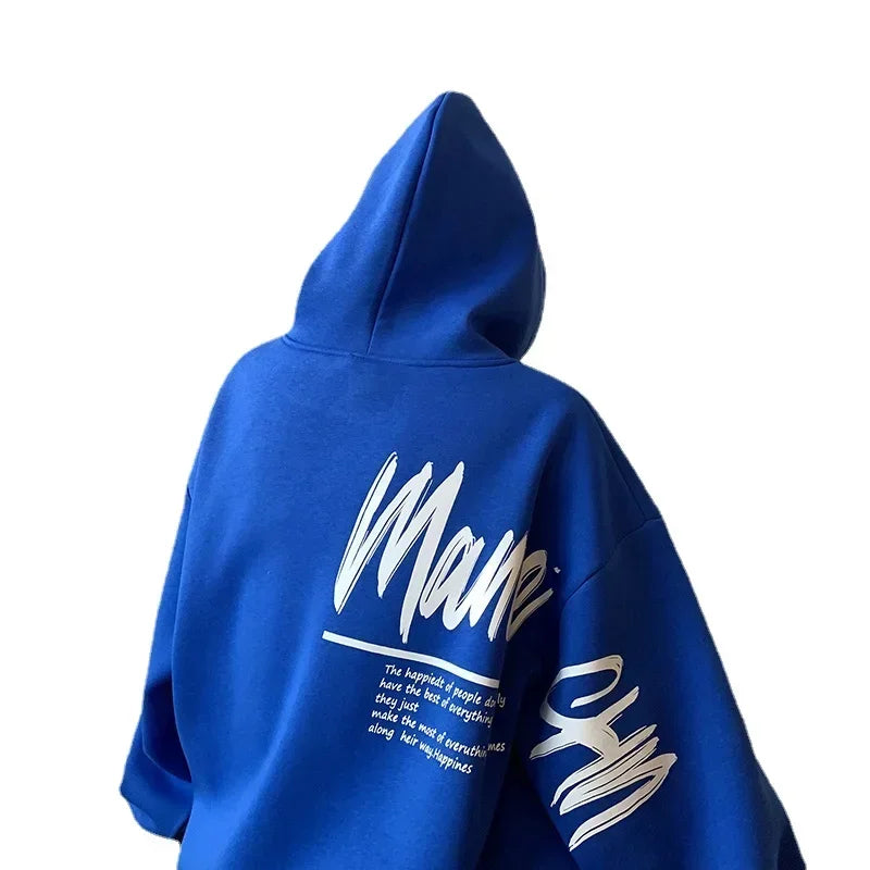 Men's Oversized Hoodie White With Hat 5XL Hoodies Oversize for Men Funny Letter Print Man Casual Wear Hoody Male Sweatshirt