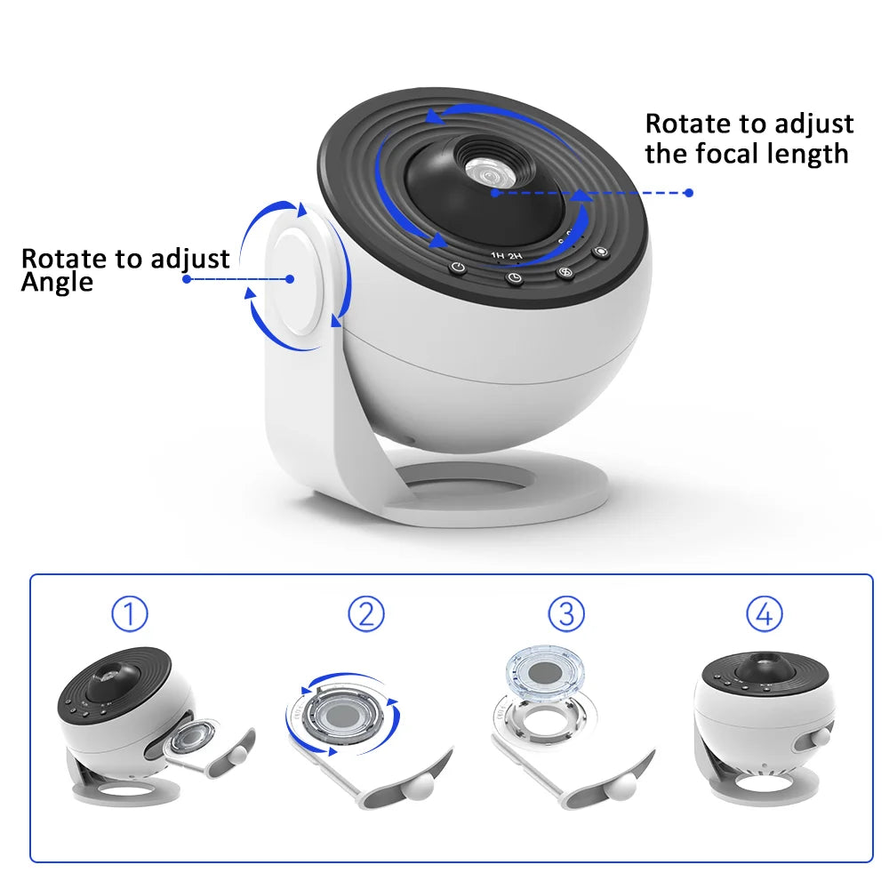 Galaxy Star Projector 360° Rotation Planetarium Night Light HD Projection with Timer for Bedroom Home Theater Ceiling Decor