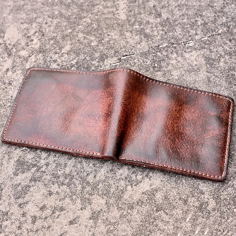 Handmade Leather Wallet for Men Bifold Minimalist Wallet Men Wallets