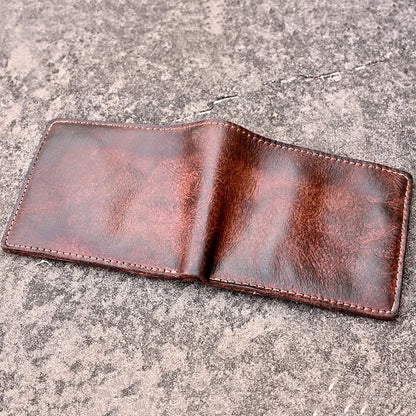 Handmade Leather Wallet for Men Bifold Minimalist Wallet Men Wallets