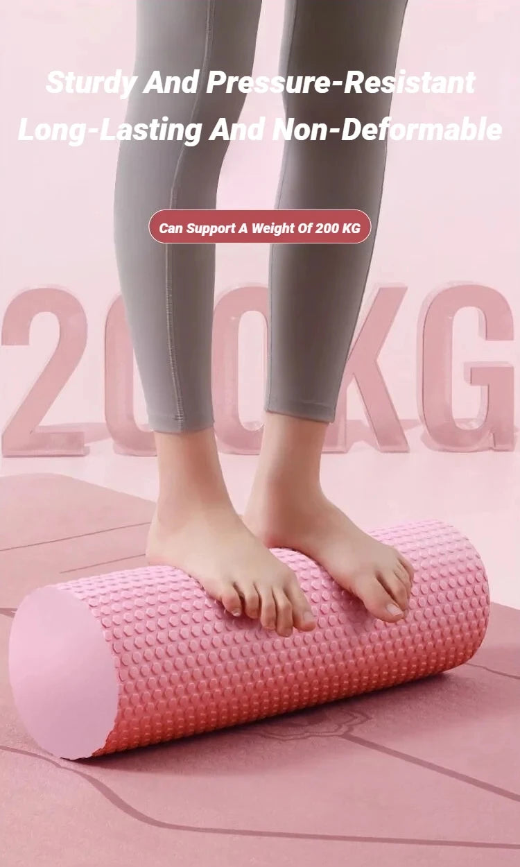 Hexagonal Yoga Roller: Round EVA Foam Cylinder for Pilates & Enhanced Home Workouts (Diameter 9.5cm, Length 29.7cm)