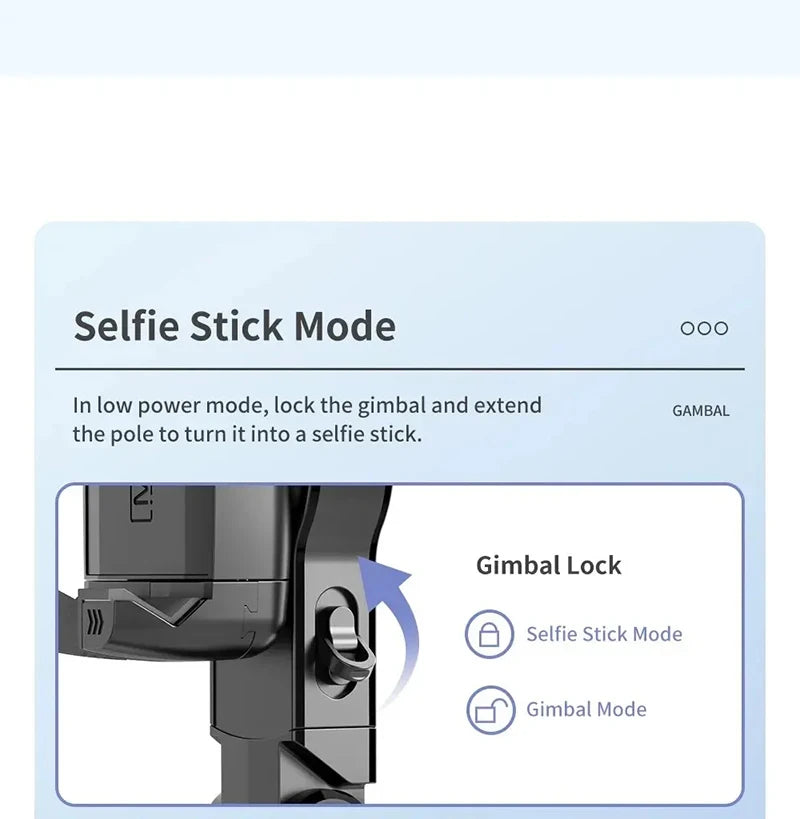 360 Rotation Following Shooting Mode Gimbal Stabilizer Selfie Stick Tripod Gimbal Phone Smartphone Live Photography