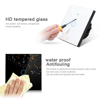 Work with Tuya WIFI Smart Home Wireless Remote Control Switch Light Wall US/EU Glass Touch Panel Voice by Alexa Google Home
