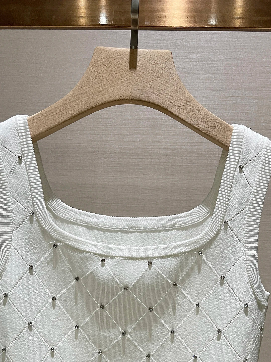 Sexy Diamond Rhinestone Vest Top Strapl Square Collar Base Knittedwear Breathable Pure Color Commute Sle Women's Tank Top