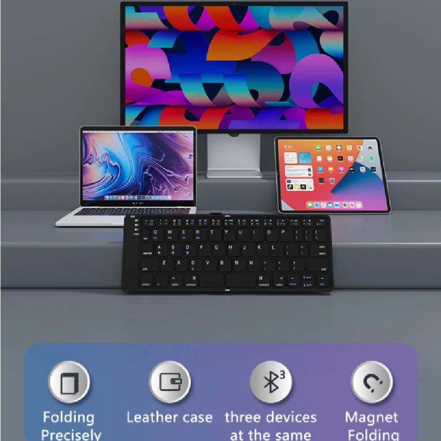 Foldable Bluetooth Keyboard Wireless Folding Keyboard for iPhone ipad Smartphone Mini Rechargeable Travel Keyboard Russia/Korea