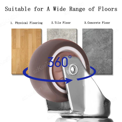 4pcs Furniture Casters Wheels Soft Rubber Swivel Caster Quite Roller Wheels for Trolley Baby Crib Bed Wheels Household Accessory