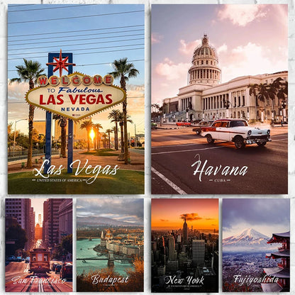 World Famous Cities Canvas London Paris New York Amsterdam Rome Landscape Canvas Painting  Wall Art  for Living Room Home Decor