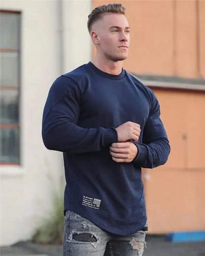 Tops Slim Fit Gym Tight T Shirts for Men Smooth Male Clothes Aesthetic Running Fashion Trends 2025 Casual Long Sleeve Bulk Emo A