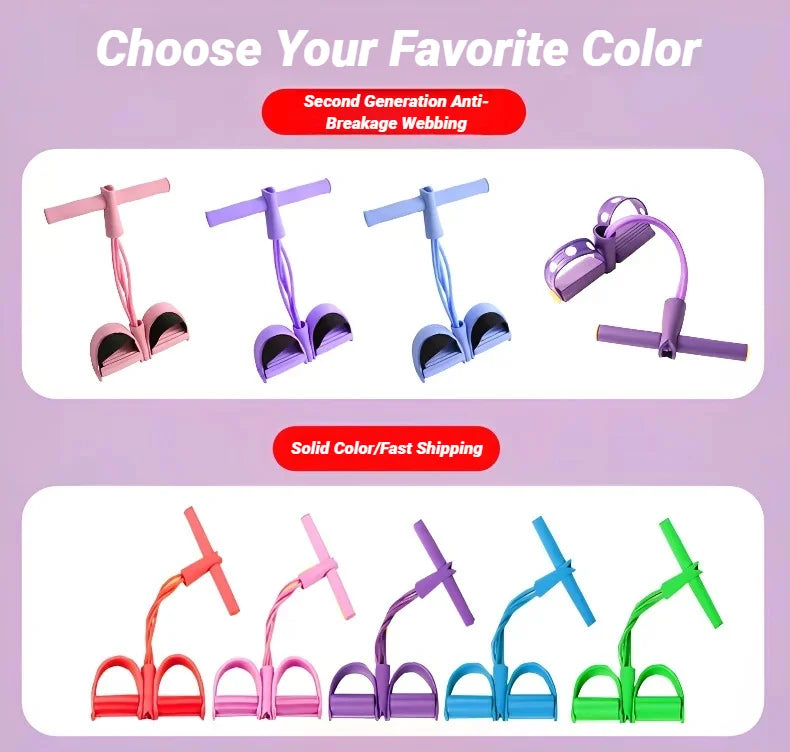 Four-Tube Pedal Tensioner Multi-Functional Household Fitness Equipment Yoga Abdominal Strengthening Elastic Band Tension Rope