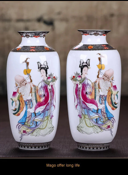 Ceramic Jingdezhen Vase Chinese Traditional Flower Vases Living Room Decoration Vase Fine Smooth Surface Furnishing Articles