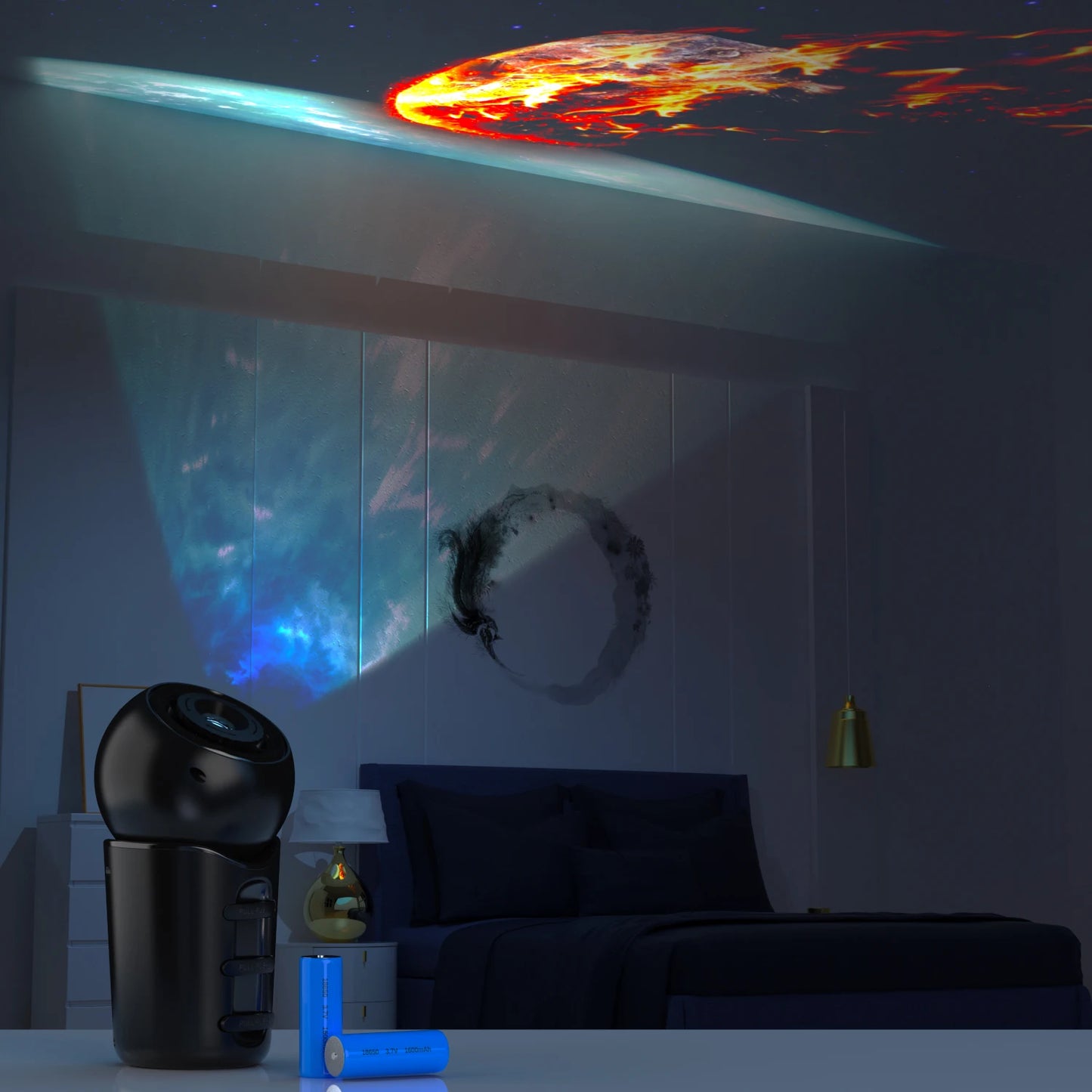 Rechargeable Portable Galaxy Light Projector,4 HD Film Discs and Night Light Projector with Adjustable Focus Lens