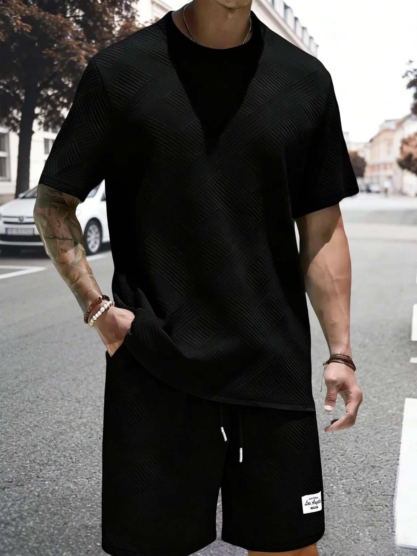 Men's Casual T-shirt+shorts Suit Set Men Male Luxury Tracksuit Outfit Summer Oversized Tracksuit 2 Piece Set Men's Clothing