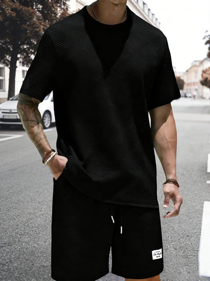 Men's Casual T-shirt+shorts Suit Set Men Male Luxury Tracksuit Outfit Summer Oversized Tracksuit 2 Piece Set Men's Clothing