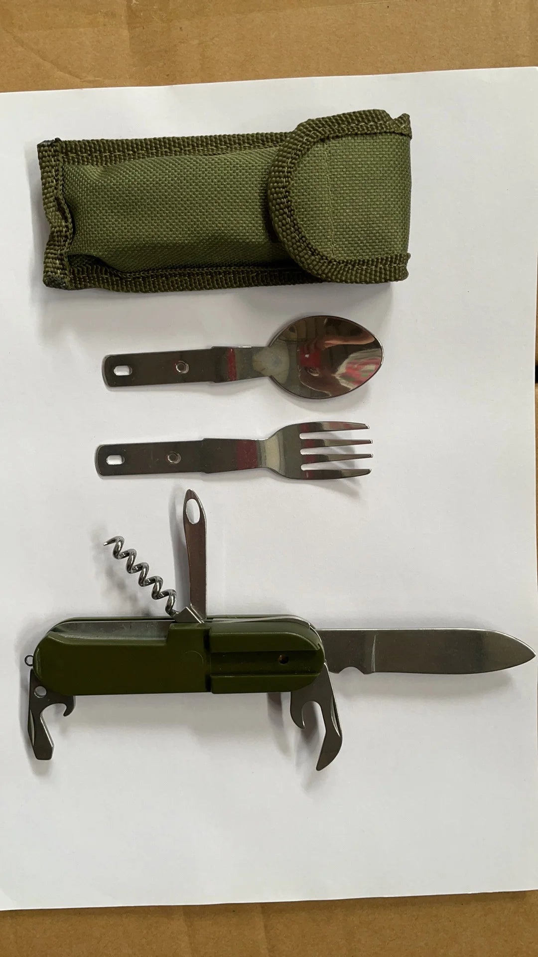 Stainless Steel 7 in 1 Camping Cutlery Set - Foldable Multifunctional Outdoor Tableware with Fork Spoon Knife for Picnic Hiking