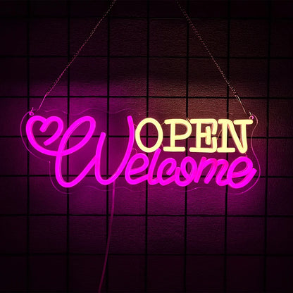 LED Neon Open Sign for Business, Led Neon Lights for Party Bar Salon Stores Hotel Wall Decor Come in we're Open,USB Powered