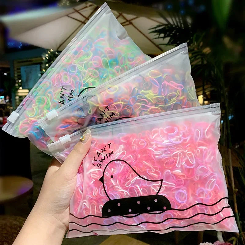 500Pcs/Set Girls Colourful Elastic Disposable Soft Rubber Band Hair Tie Headband Children Ponytail Holder Bands Kids Accessories