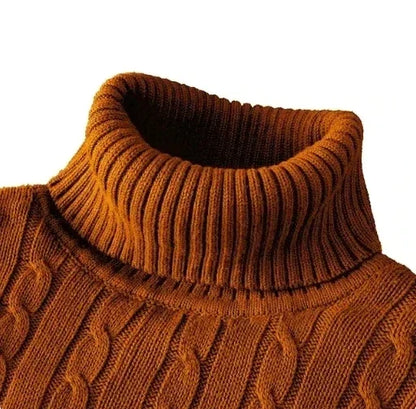 Men's High Neck Sweater Solid Color Pullover Knitted Warm Casual Turtleneck   Men Clothes