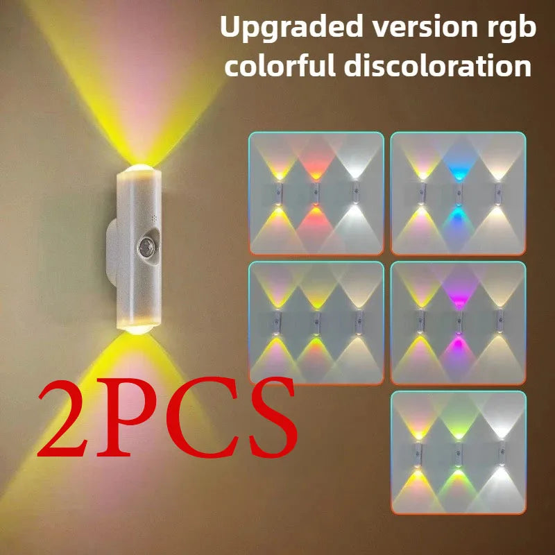 Smart RGB Gradient Night Light Magnetic Motion Sensor Rechargeable Wall Lamp for Bedroom Bathroom Closet Garden Home Decor