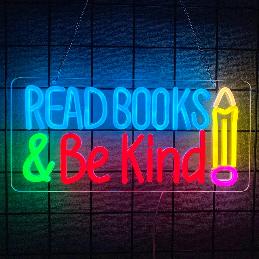 LED  Neon Light  for Classroom Bookstore Library Museum Study Room Read Books Be Kind Stay Weird Neon Sign for Wall Decor