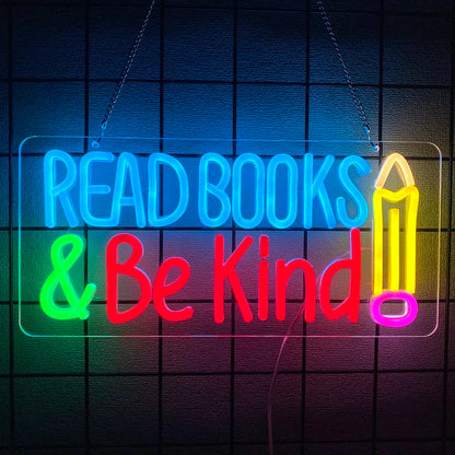 LED  Neon Light  for Classroom Bookstore Library Museum Study Room Read Books Be Kind Stay Weird Neon Sign for Wall Decor