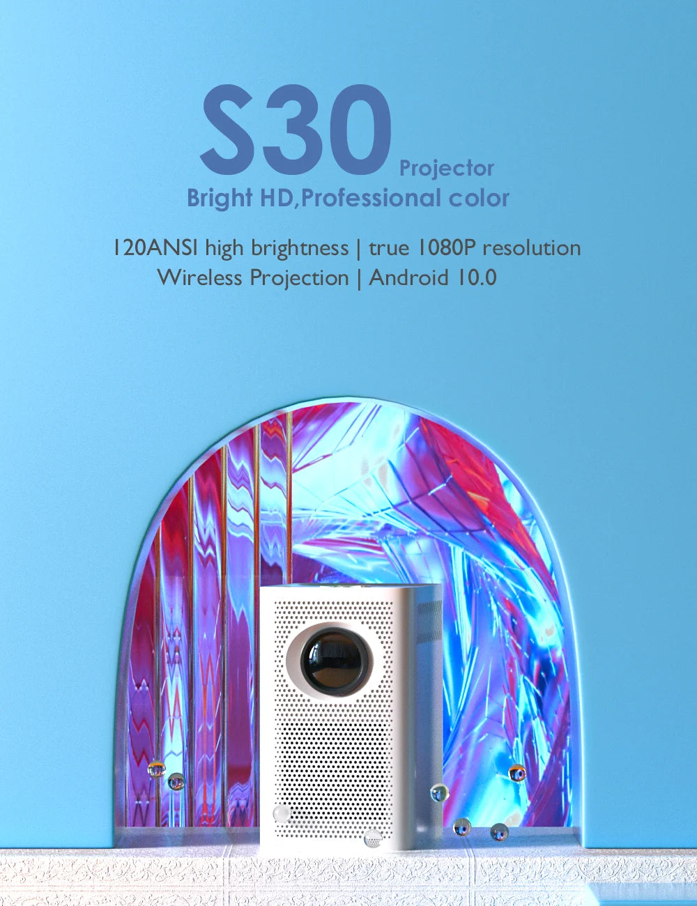 Mini S30 Global Version Full HD 1080P Projector LED Theater Android 10 1920x1080P MINI 4k Vidoe Projector for Home Projector