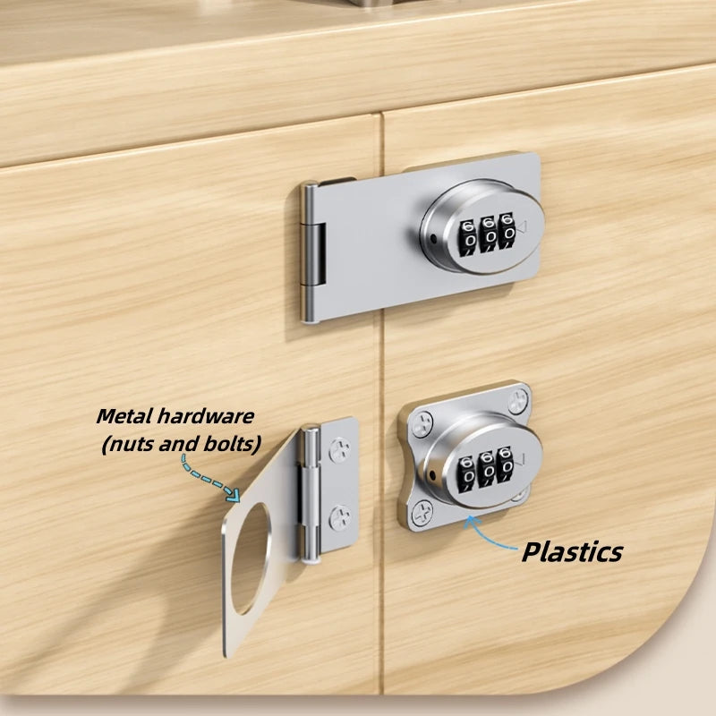 Mechanical Password Locks Door Security Slide Latch Lock for Small Doors Cabinets Barn Door Bathroom Outdoor Garage Garden